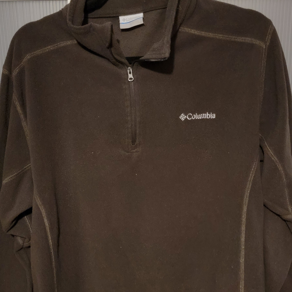 Columbia 1/4 zip fleece brown men's large